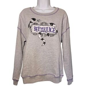 Beetlejuice Sweatshirt‎ Gray Womens M Ghost With The Most Halloween Embroidered